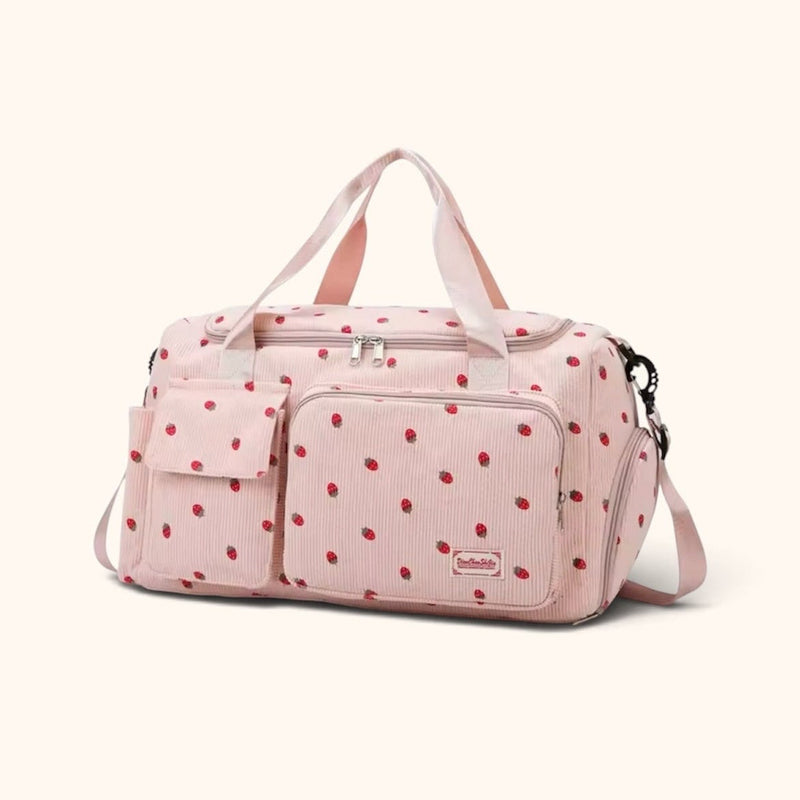 Sac de voyage Fraises en velours côtelé