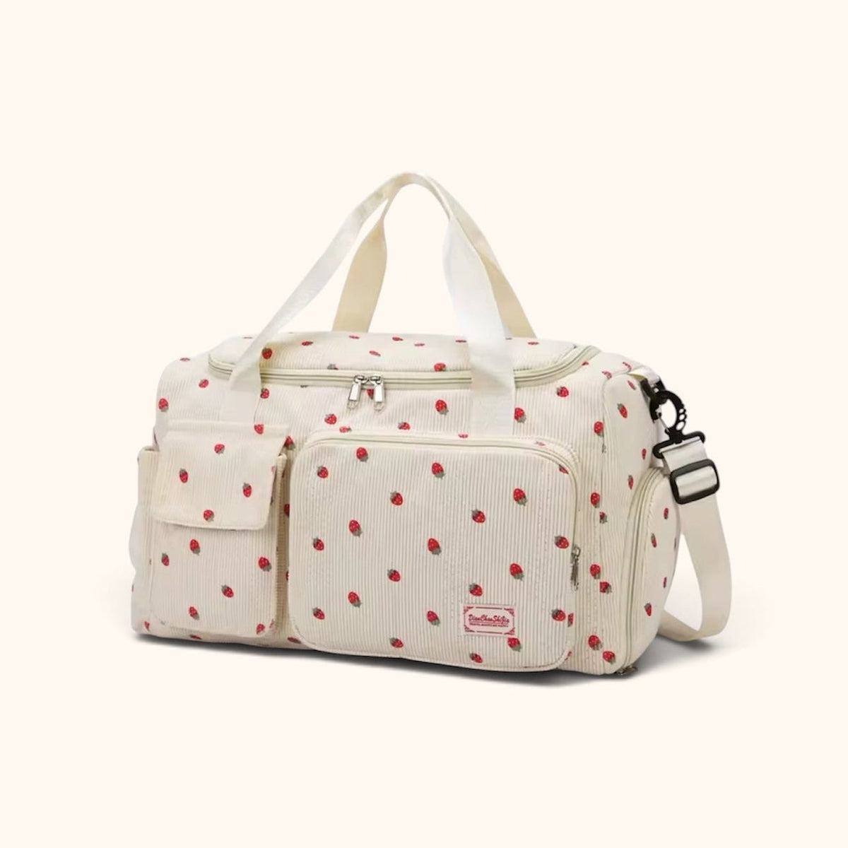 Sac de voyage Fraises en velours côtelé