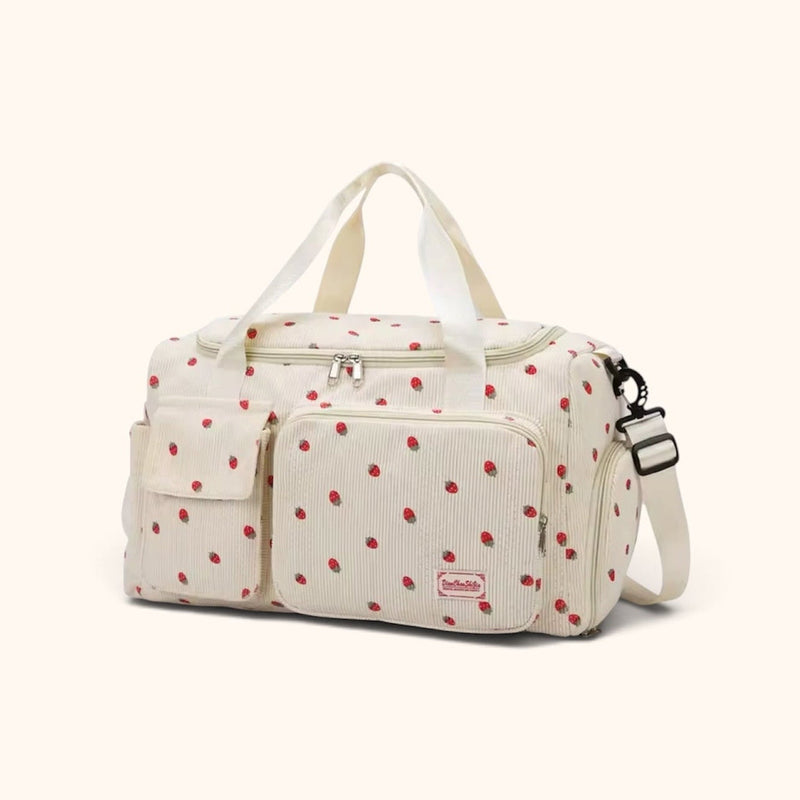 Sac de voyage Fraises en velours côtelé